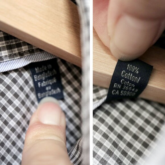 Men's Size XL Regular Fit Grey & White Plaid Button Down Shirt by Tommy Hilfiger - Picture 5 of 7